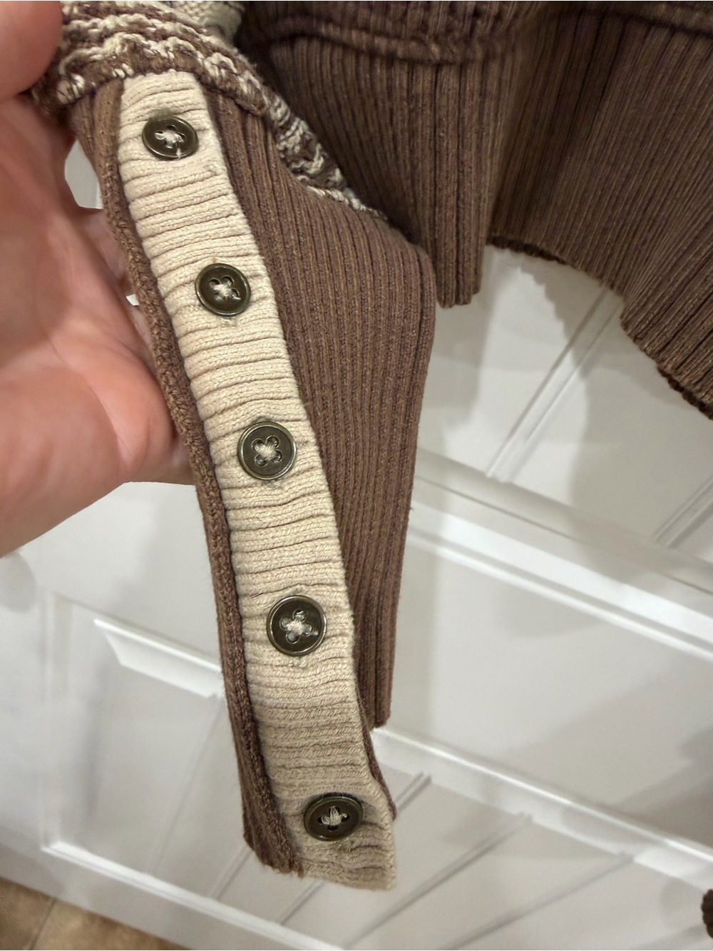 We The Free Brown Fair Isle Mock Neck Sweater Get Cozy Boho - Picture 3 of 7